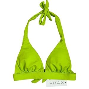 PHAX Cyber Lime Ots Banded Halter Swim Top